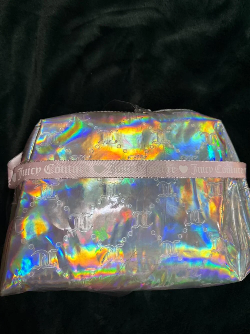uicy Couture 2-Piece Cosmetic Makeup Bag Set – Holographic & Black